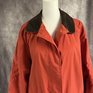Eddie Bauer Women's Red Button Up Chore Barn Coat Lg Classic Outdoors Warm‎
